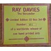 Kinks RAY DAVIES The Storyteller (EMI – CDPP 052) UK1998  PROMO Boxset without CD. Comes with T-Shirt, Metal page maker, numbered certificate.